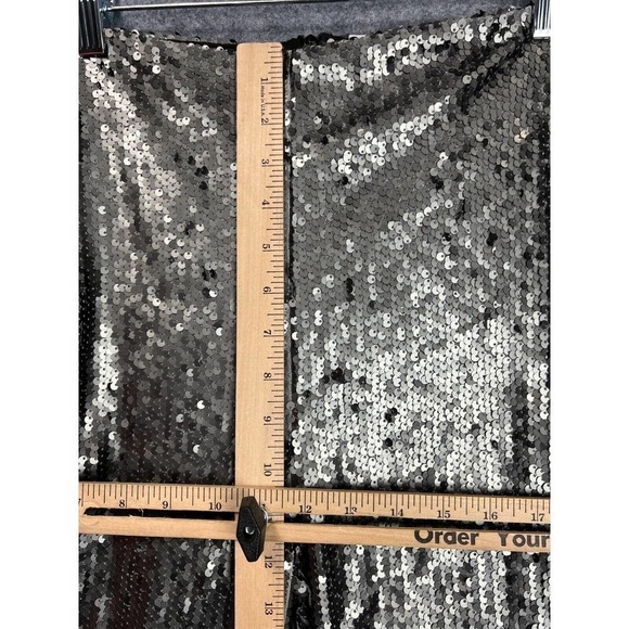 Revolve Pants Women Silver Black Back Zip Pull On Sequin Wide Leg - Picture 6 of 11